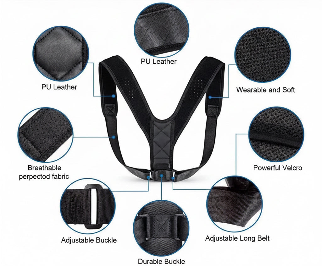 Korrekturgürtel Für Die Rückenhaltung, Buckelprävention, Korrektur Der Sitzhaltung, Unisex, Atmungsaktiv, Körperformung